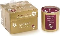 Esteban lance, pour Noël, une bougie aux parfums épicés et gourmands présentée dans un étui or.