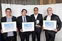 Les trois lauréats de la catégorie Vente-Marketing-Communication avec Gérard Bouhanna (2e à gauche), p-dg d'Oki Printing Solutions.