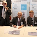 Michel Dutang, conseiller d'Antoine Frérot (p-dg de Veolia) et président du Pôle Eau de Montpellier, Jean-Michel Herrewyn, dg de Veolia Eau, Emmanuel Leprince, dg du Pacte PME, Jean-Claude Andreini, vice-président du Cosei et président du Pexe.