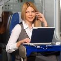 businesswoman in train