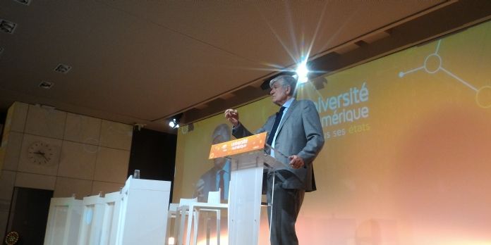 Maurice Lévy, président du directoire de Publicis, a ouvert la seconde journée de l'Université du numérique organisée par le Medef, jeudi 17 mars 2017, à Paris.