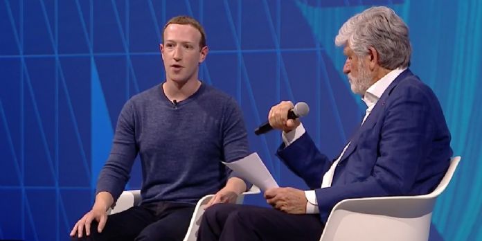 Mark Zuckerberg (à gauche), interrogé par Maurice Lévy à VivaTech, jeudi 28 mai 2018.